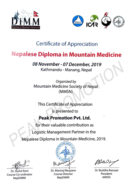 Felicitation by Nepal Diploma of Mountain Medicine